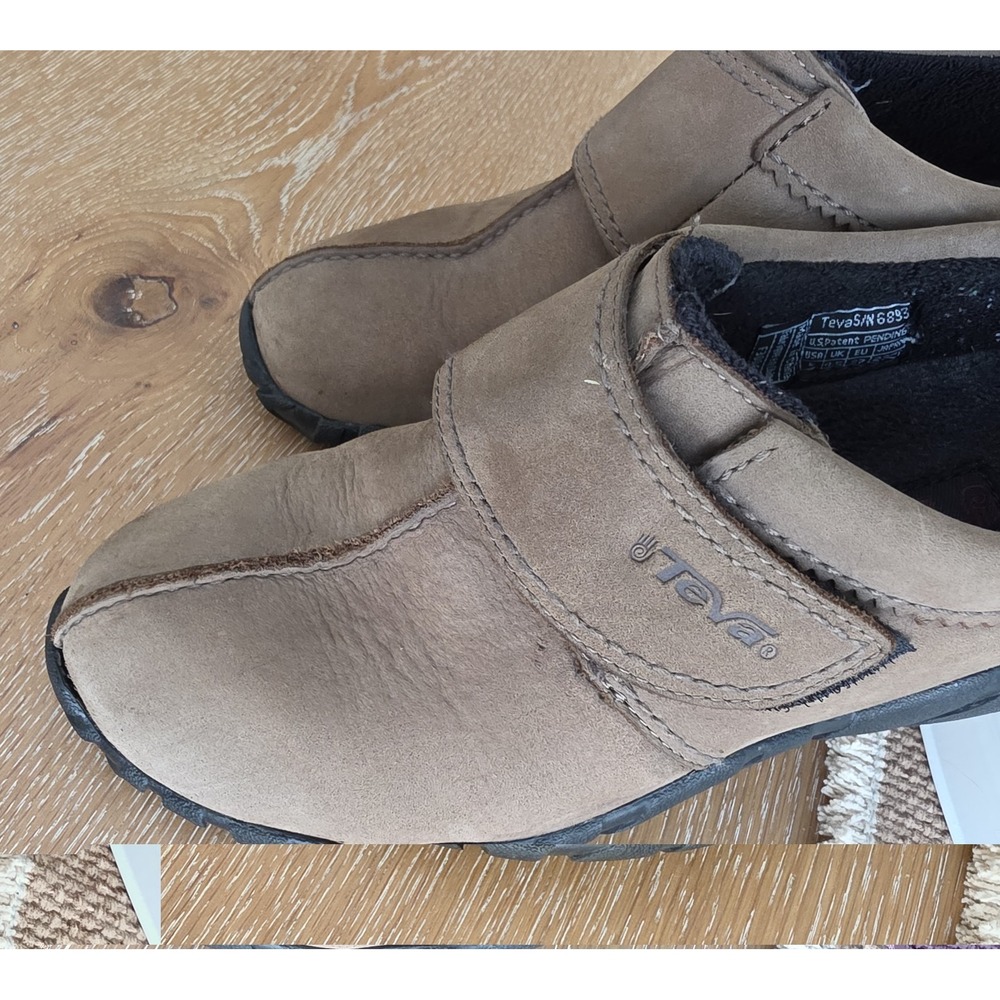 Teva Women's Leather Slip-On Clogs Brown Comfort Shoes Size 6 - Picture 4 of 12